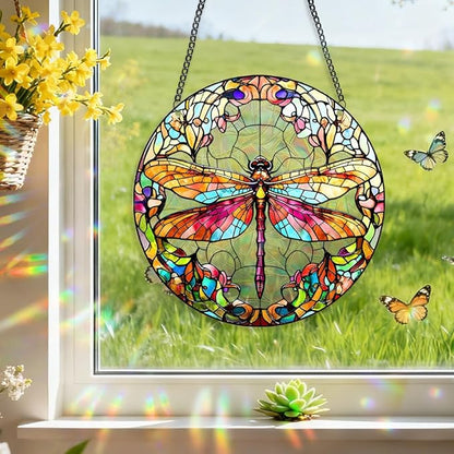 8 Inch Sun Catchers Indoor Window, Acrylic Rainbow Suncatcher Window Hanging Decoration for Living Room Bedroom Summer Home Balcony Ornaments Decoration (I134 Dragonfly)