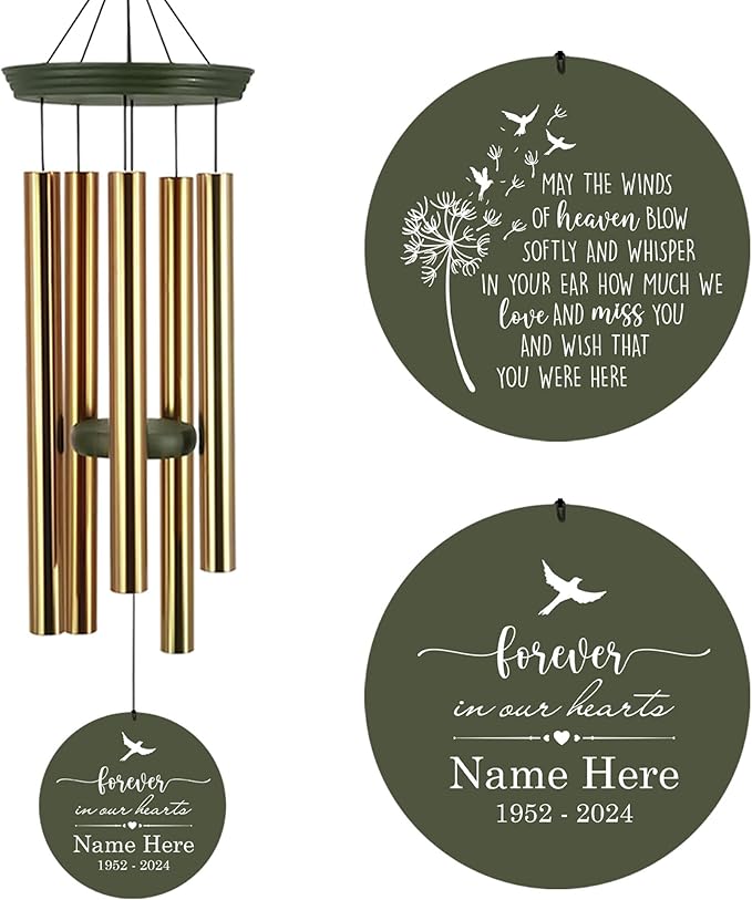 Personalized 30/36 inch Wind Chimes Memorial, Deep Tone Memorial Wind Chimes for Loss of Loved One/Mom/Dad, Sympathy Gifts for Bereavement(Produced in USA)