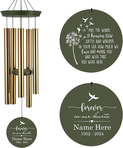 Personalized 30/36 inch Wind Chimes Memorial, Deep Tone Memorial Wind Chimes for Loss of Loved One/Mom/Dad, Sympathy Gifts for Bereavement(Produced in USA)
