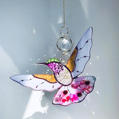Yellow Acrylic Hummingbird Flowers Garden Suncatcher Window Hanging Crystal Prism Rainbow Maker Sun Catcher Ornaments Appreciation Thank You Gifts for Mom Grandma Sister Home Decor