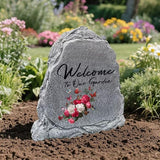 Garden Stone Sculpture with Roses and Butterflies, Solar Resin Outdoor Sculpture, Suitable As A Grave Decoration for Gardens, Lawns, Cemeteries, Memorial Gifts, Home Decoration