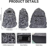 Garden Stone Sculpture with Flowers and Text Welcome to Our Home, Solar Resin Outdoor Sculpture, Suitable As Tomb Decoration for Gardens, Lawns, Cemeteries, Memorial Gifts, Home Decoration