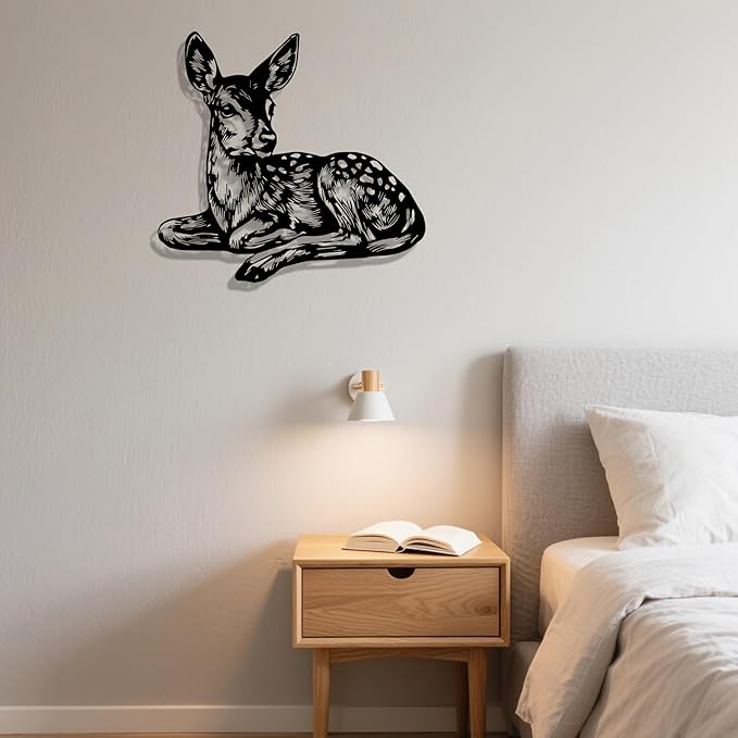 Deer Metal Wall Art - Rustproof Iron Garden Fence Decor, Cartoon-Style Animal Mural, Christmas & Outdoor Home Decoration, for Nature Collectors & Animal Decor Enthusiasts(30cm/11.81in)