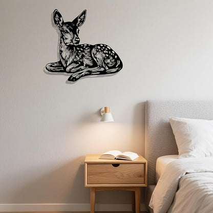Deer Metal Wall Art - Rustproof Iron Garden Fence Decor, Cartoon-Style Animal Mural, Christmas & Outdoor Home Decoration, for Nature Collectors & Animal Decor Enthusiasts(30cm/11.81in)