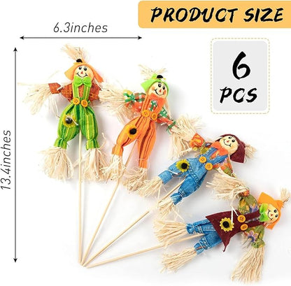 ZAUGONTW 6 PCS Halloween Scarecrow Decorations - Outdoor, Fall Harvest, Standing Scarecrow for Garden, Home, School, Yard, Porch, Thanksgiving Decor