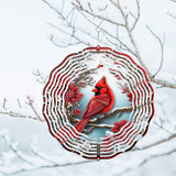3D Cardinal Bird Wind Spinner 10 Inch Stainless Steel Metal Art Kinetic Sculpture Red Bird Hanging Ornament for Garden, Yard, Patio, and Home Décor Christmas Decor