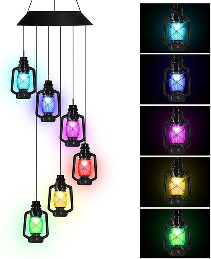 AceList Solar-Powered Color-Changing Lantern Wind Chime - LED Light Wind Mobile for Garden, Patio, Deck, Yard, Home Décor - Perfect for Mother's Day, Christmas, Housewarming, and Unique Outdoor Gifts