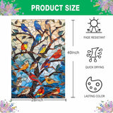 Stained Glass Spring Birds House Flag 28x40 Inch Double Sided Welcome Flag Burlap Large Outdoor Flag for Seasonal Farmhouse Yard Outdoor Decor