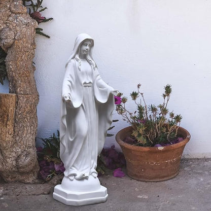 QIANLING 12-Inch Virgin Mary Statue Outdoor, Yard Decor Blessed Mary Outdoor Statue, Religious Outdoor Decor Sun Protection Mary Garden Statue, Suitable for Garden, Courtyard, Outdoor Graveyard Decor