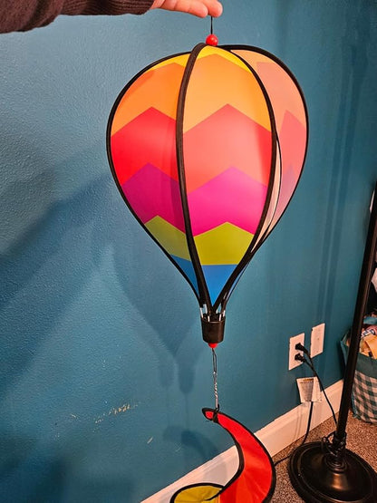 2 Pcs for Rainbow Hot Air Balloons Wind Spinner, Colorful Windsock Tail Hanging Decoration 3D Rotating Garden Windmills Hanging Geometric Twisters for Outdoor Yard Patio Porch Balcony Decoration