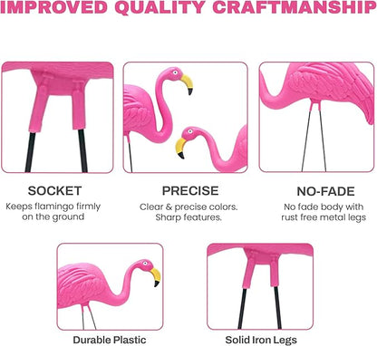 4E's Novelty 2 Pink Flamingos Yard Decorations - Extra Large 24" Flamingos Yard Ornaments - Pink Flamingos for Yard Sculptures & Statues - Lawn Flamingos Outdoor Garden Decor, Weather Resistant