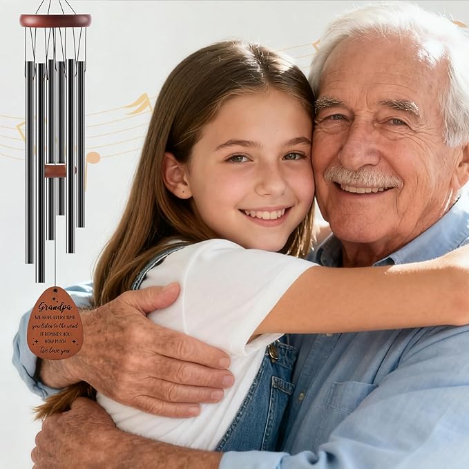 Grandpa Gifts Wind Chimes - Grandpa Birthday Christmas Father's Day Thanksgiving Retirement Gifts Ideas, Grandfather Wind Chime Presents from Granddaughter Grandson Grandkids