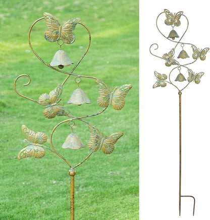 Butterflies Garden Stakes with Bells - Decorative Outdoor Yard Art, Decorative Garden Stakes for Outside Garden, Patio, Flower Bed, Pathway.