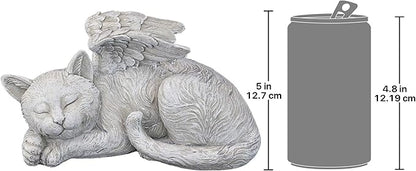 Design Toscano QL6080 Cat Angel Pet Memorial Grave Marker Tribute Statue, 10 Inches Wide, 5 Inches Deep, 5 Inches High, Antique Stone Finish
