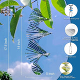 17inch Wind Spinner Outdoor Silver Fishbone 3D Metal Hanging Bird Reflectors for Outside Stainless Steel Kinetic Bird Devices to Scare Birds Away from Yard Decoraction Patio Art Whirligig Gifts
