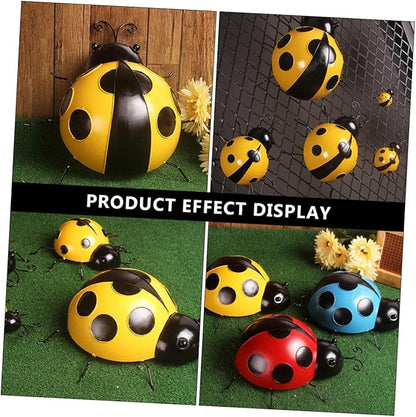 LIOOBO 3pcs Garden Ladybug Decorations Iron Ladybug Ornament Simulated Decors for Room Decor
