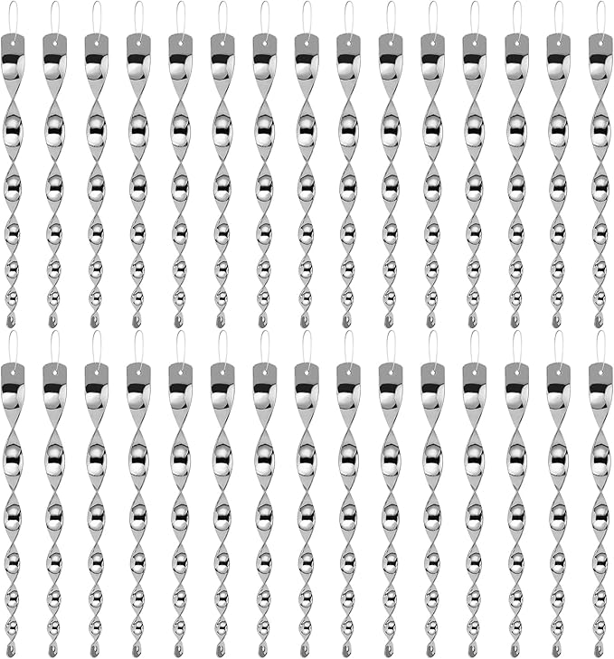 Besmon Woodpecker Bird Scare Devices，Reflective Scare Rods Control Device to Keep Birds Away from Patio Pool（Christmas Reflective Strip Hanging Home as Decoration） (30PCS)