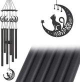 Wind Chimes for Outside,Sympathy Garden Decor Gifts for Women Mom and Grandma,Christmas Windchime in Loving Memory Outdoor Decoration for Yard, Patio, Porch, Lawn, Landscape,Halloween(Cat)