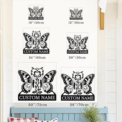 Custom Butterfly Metal Sign,Personalized Butterfly House Number Signs,Personalized Gardener Name Sign,Garden Patio Wall Decor (Style-6)