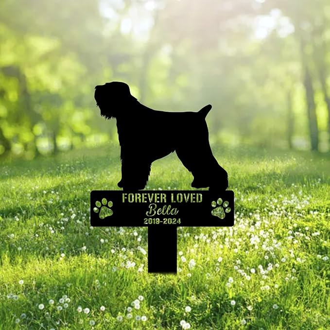Custom Black Russian Terriers Metal Memorial Garden Stake Personalized Pet Grave Marker Name Sign Remembrance Stake Decor Sympathy Dog Loss,Outdoor Statues for Yard Garden Lawn Patio Pathway Grave.