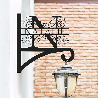 Custom Family Name Hanging Bracket Indoor and Outdoor | Personalized Initials Flower Hangers Gifts for Mother | Customizable 10 Inch Metal Plant Hanger | Plant Hook for Bird Feeder Wind Chime