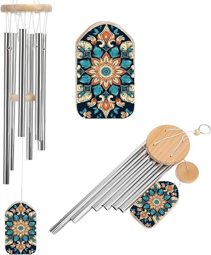 Large Aluminium Wind Chimes 20.5" Inches Vintage Mandala Flowers Wind Chimes for Outside Memorial Wind Chimes Sympathy Wind Chime for Outdoor Garden Patio Decoration