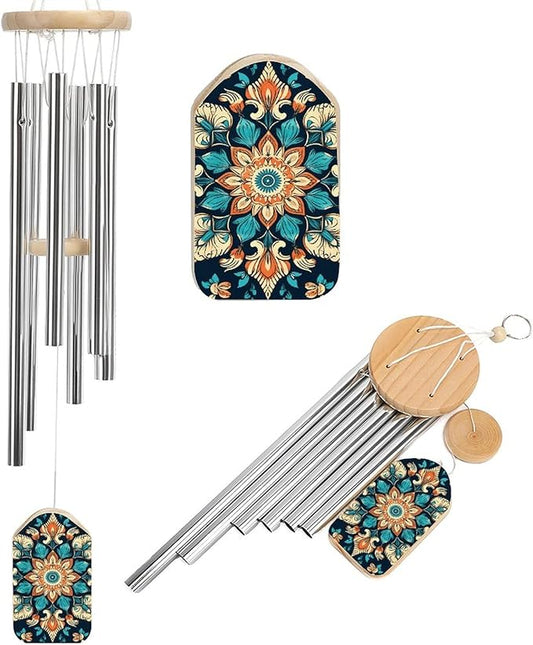 Large Aluminium Wind Chimes 20.5" Inches Vintage Mandala Flowers Wind Chimes for Outside Memorial Wind Chimes Sympathy Wind Chime for Outdoor Garden Patio Decoration