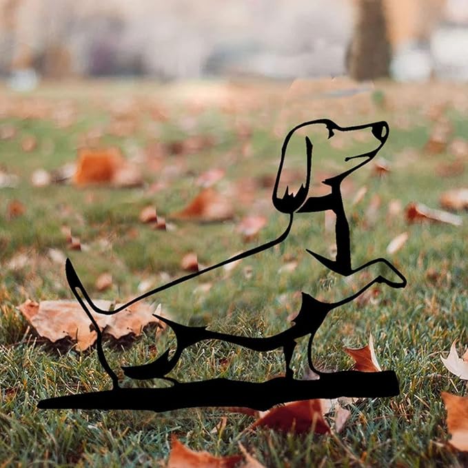 Metal Garden Dog Statue Ornament Gift Metal Art Dog Silhouette Decoration Steel Dogs Statue Decorative Garden Stakes for Yard, Lawn, Patio, Pathway (Dachshund)