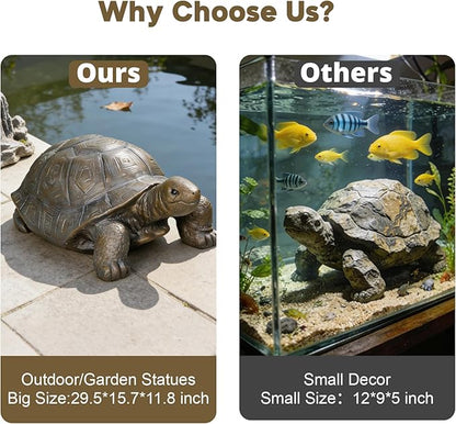 SKYFIRE Large Turtle Statues for Garden - 29.5' x 15.7' x 11.8' Fiber Reinforced Concrete Figurines, Garden Sculptures & Statues for Outdoors, Lawn, Yard, Indoor - Tortoise Outdoor Decor