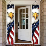 Patriotic Eagle Porch Banners 71x12 Inch American Flag Independence Day Outdoor Decorations Bald Eagle Hanging Porch Signs 4th of July Memorial Day Veterans Day Home Decor