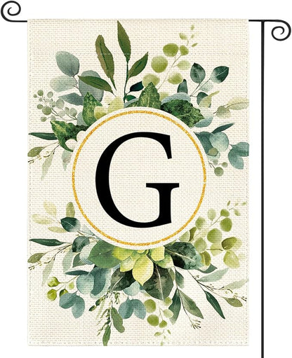 AVOIN colorlife Monogram Letter G Floral Garden Flag 12x18 Inch Double Sided Outside, Family Last Name Initial Yard Outdoor Decoration