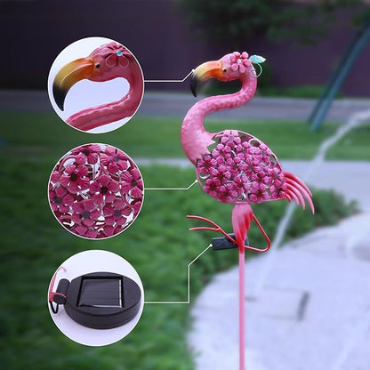 Flamingo Solar Garden Decor,Yard Art Decorations Outdoor Gifts for Women Mom Grandma,30 LED Waterproof Garden Decor for Outside Patio Lawn Balcony Backyard Decorations