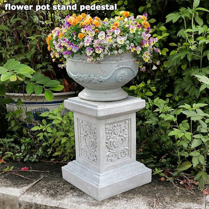Classic Statuary Stand Outdoor Pedestal Sculpture Decor Plinth Base Riser, Garden or Home Resin Statuary Pedestal, 12.6" Tall, 7.3 Pounds
