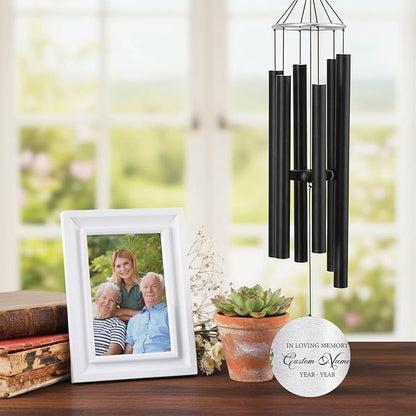 Personalized 30" Memorial Wind Chimes for Outside, Bereavement Gift in Remembrance of a Loved One, Sympathy Gift for Loss of Mother Father Husband, Garden Patio Decor