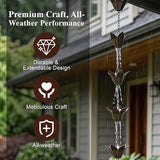 DUSVALLY Rain Chain,Metal Flower Rain Chain, Functional and Decorative Replacement for Gutter Downspouts, Adjustable, Antique Silver, 7.88 FT