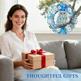 Wazzio Owl Wind Spinners Outdoor, Owl Gifts for Women Men Wife Mom Husband Dad Grandpa, Hanging Wind Sculptures Spinners for Christmas, 12 inch Outdoor Indoor Hanging Ornament for Garden Porch