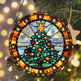 Family Reunion Acrylic Suncatcher Stained Glass Effect Window Car Hanging Christmas Ornament Indoor Outdoor Decor Garden Sun Catcher Panel for Christmas Lover for Women Mom Grandma