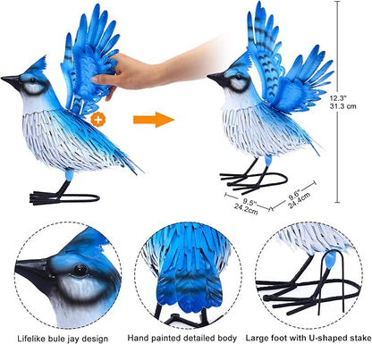 Nacome Blue Jay Garden Decor Metal Yard: Weatherproof Sculptures with Stakes Easy to Assemble Ornaments for Indoor Outdoor Yard Lawn Art - Mother's Day Birthday Gifts for Mom Women Grandma