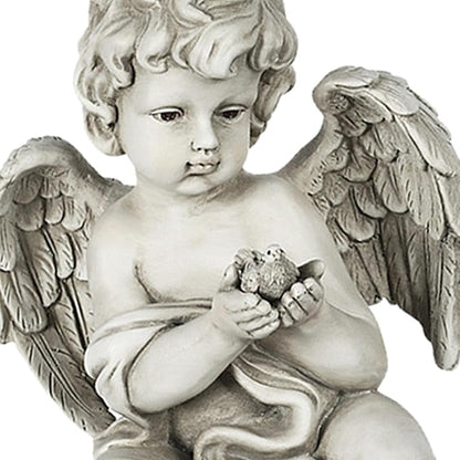 Fenteer Heavenly Statue for Outdoor Lawn Decoration, Angel Holding Bird, 22x34cm