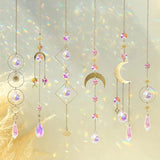 6pcs Crystal Suncatcher, Sun Catcher Hanging for Windows, Spiritual, Rainbow Maker, Crystal Indoor Garden Home Decor,Gemstone Prism（Set 2）