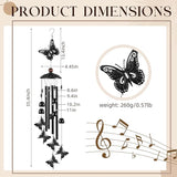 Beeveer 35" Christmas Butterfly Wind Chimes for Outside Garden Decor with 4 Aluminum Tubes and 6 Charming Bells for Patio Porch Yard Decor, Christmas Gifts for Women Mom Grandma(Black)