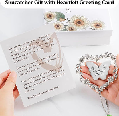 Sympathy Gift for Lose of Loved Ones, Grief Memorial Suncatcher Ornament for Loss of Mom Dad, Bereavement Crystal Rainbow Maker, Unique Heart Shaped Hanging Decorations for Daily Remembrance