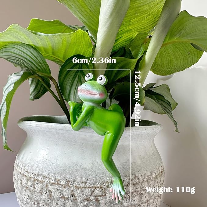 Cute Climbing Frog Figurines Flower Pot Hugger Resin Hanging Frog Sculpture Outdoor Statue Plant Pot Decorations for Home Garden Fence Balcony Patio Lawn Yard Ornaments (Right)