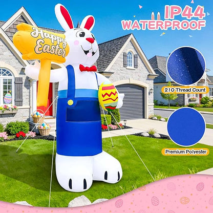 12FT Giant Easter Inflatables Outdoor Decoration Inflatable Bunny Built in LED Lights Bunny Blow Up Yard Decoration for Lawn Garden Holiday Party(with Storage Bag)