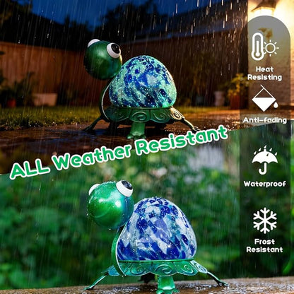 Metal Garden Statue Turtle Outdoor Decor,Luminous Turtle Statues Lawn Ornament Yard Decorations for Patio,Balcony,Yard,Lawn,Perfect Gardens Gift