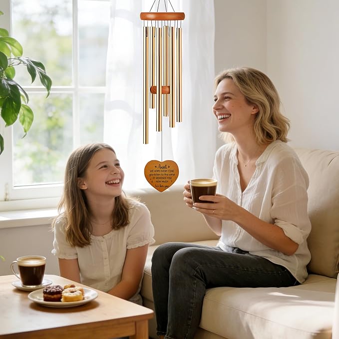 Aunt Gifts Wind Chime - Waterproof Metal Floral Windchimes Indoor Outdoor Garden Patio Yard Home Porch Balcony Backyard Hanging Decor Appreciation Birthday Gift for Aunts from Niece Nephew