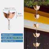 Elegant Copper Rain Chain Large Cup, Replacement Downspout for Gutters, Outside Rainwater Catcher Diverter for Villa/Deck/Pergola (Style E 1.5m (5ft))