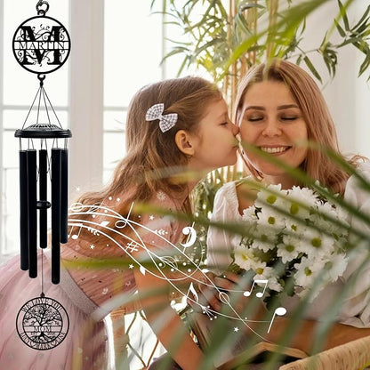 Personalized Mother's Day Wind Chimes with Custom Metal Signs, Tree of Life Mom Wind Chime with Family Name & Kids Names, Outdoor Garden Hanging for Mom