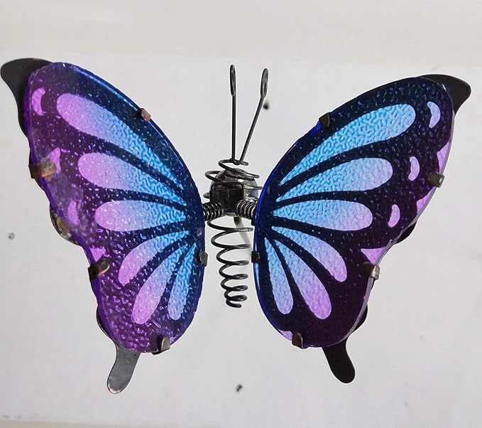 Set 4 Butterfly Garden Stakes Decor, Metal & Glass Yard Art Decorative, Indoor Outdoor Lawn Pathway Patio Ornaments. A Set (4 Colors) of Sales
