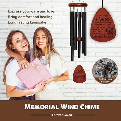 Fall Sister Birthday Wind Chimes Gifts for Sister, Thank You Gifts for Women Friends, Garden Decoration for Outside Patio Home or Garden Decor, Unique Christmas Valentine's Day Wind Chimes